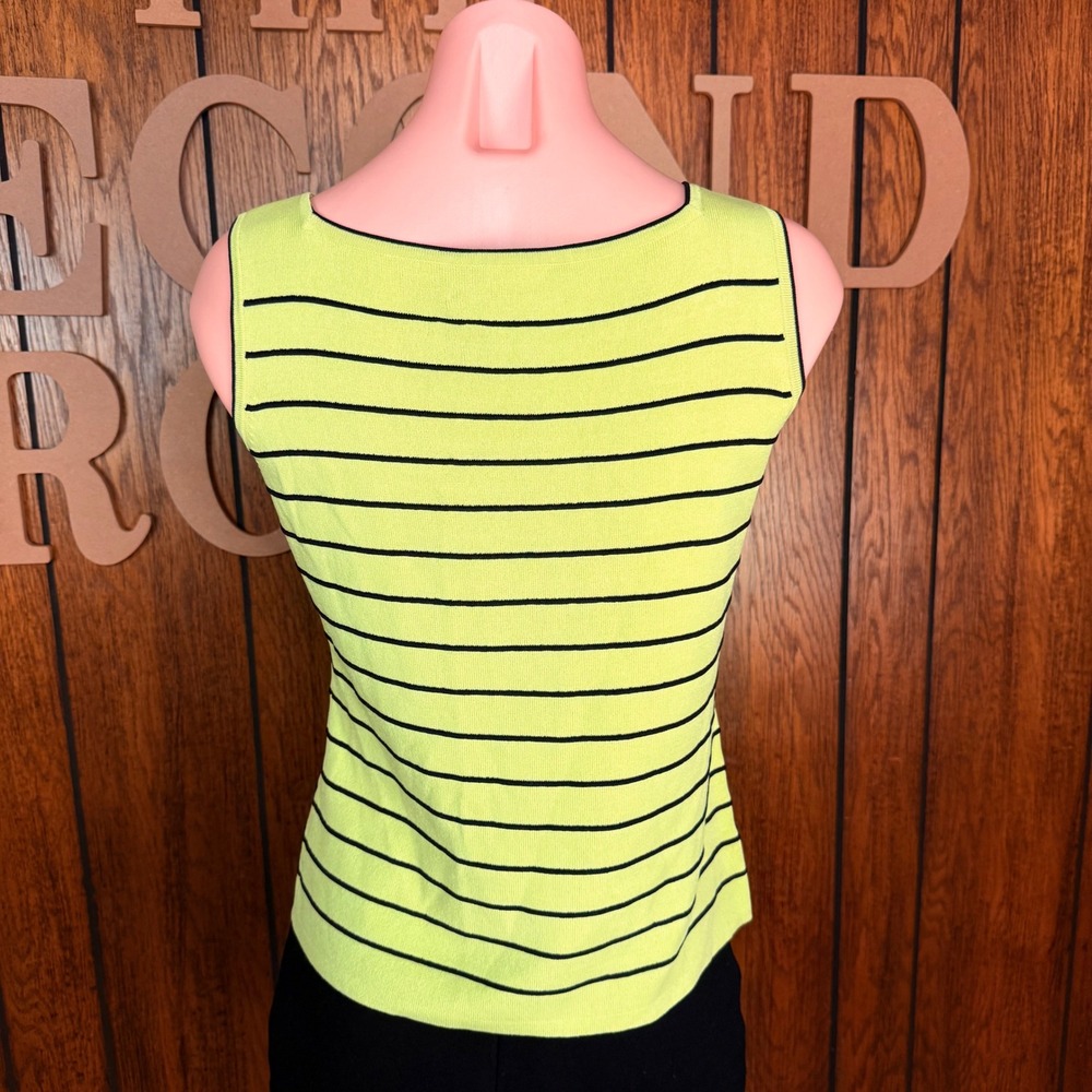 Joseph A Lime Green Striped Y2K Whimsygoth Tank Top Women Large Retro Indie Top - Picture 4 of 5